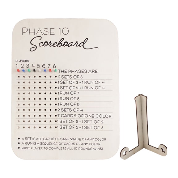 Light Weight Scoring Board Phase 10 Scoreboard Phase 10 Score Board with Colored Pegs for Table Game Enduring