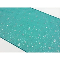 Light Weight Sheer Organza with Silver Stars Decorative Table Runner Teal