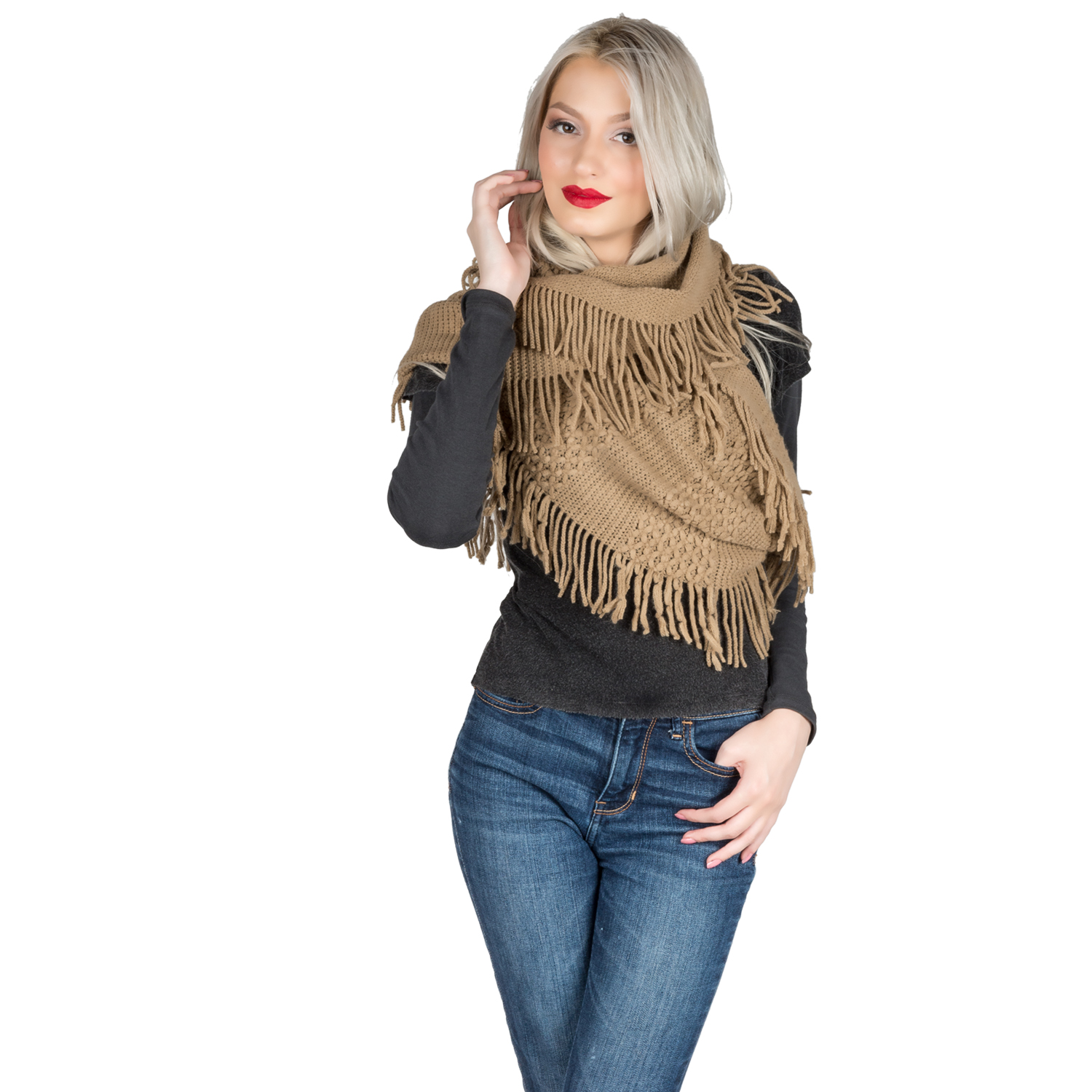 Light Weight Travel Warm Wrap Blanket Fringed Scarf