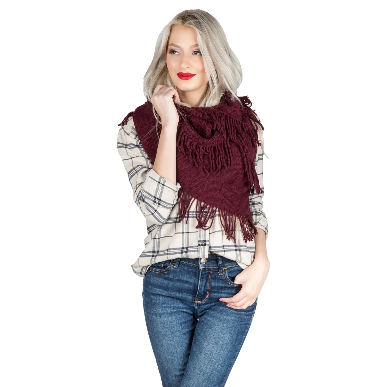 Light Weight Travel Warm Wrap Blanket Fringed Scarf