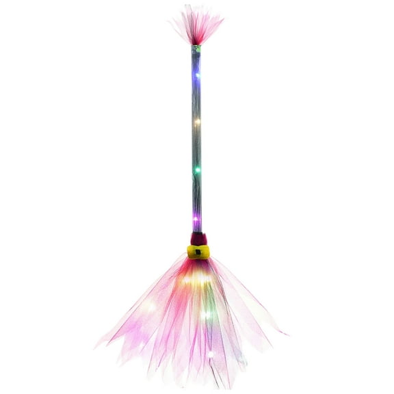 Light Up Witch Broom Halloween Decor with LED Lights Glowing Broomstick Prop for Parties Photo Booths Indoor Outdoor Spooky Atmosphere Creation