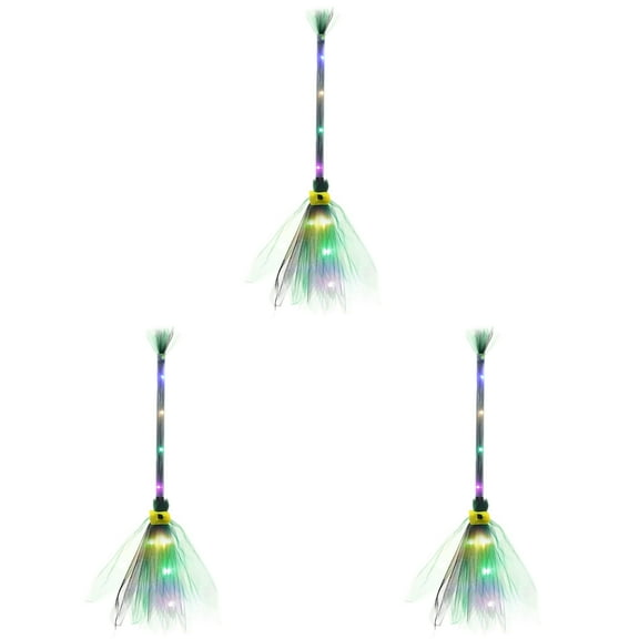 Light Up Witch Broom Halloween Decor with LED Lights Glowing Broomstick Prop for Costumes Cosplay Parties Photo Booths Indoor Outdoor Spooky Atmosphere Creation