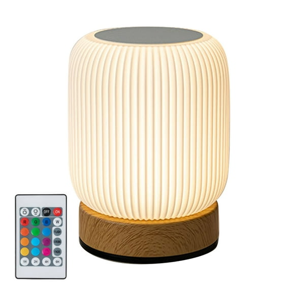 Light Wood Grain Touch Night Light Pat Table Lamp Bedroom Bedside Lamp Ambient Light With Built - In Battery Portable Lamp, Suitable for Home Decoration, Reading and Night Light