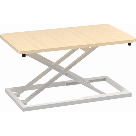 Light Wood Small Single 24 inch Scissors Lift Keyboard and Mouse Riser ,Height Adjustable Standing Desk Converter,for Ergonomic Sit Stand Workstations (24 inch NW)