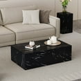 thumbnail image 1 of Light Wood Texture MDF Coffee Table, Simple Modern Style, Modern MDF Coffee Table with Wood Texture Pattern. 39.3 X23.6 X11.8 Inches, Stylish and Durable Design (Black), 1 of 11