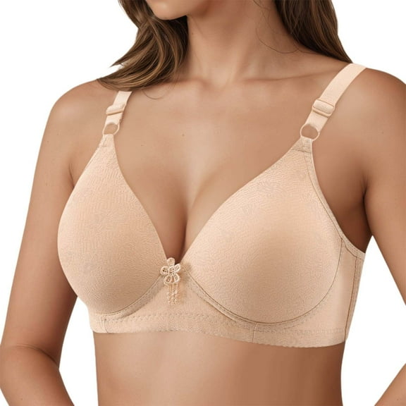 Light Yellow Bra Jacquard Bra Thin Cup Middle And Elderly Underwear Large Size In Stock Bras Without Underwire Nylon,Spandex