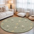 thumbnail image 1 of Light Yellow Ducks Round Area Rugs 3 ft, Rustic Nursery Floral Olive Green Meadow Animal Washable Small Area Rug with Non-Slip Sturdy Edge Binding Round Front Door Mat Floor Carpet for Entryway, 1 of 9