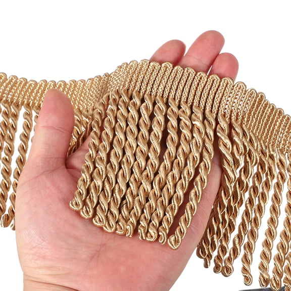 Light Yellow Fringe Trim, 5 Yards x 4inch Fringe Trim Curtain Tassel Thick Long Fabric Sewing for Curtain Sofa Clothes DIY Decoration