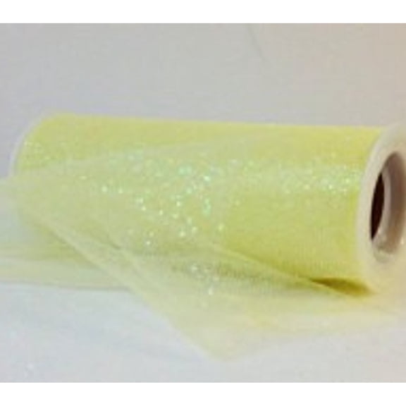 Light Yellow Glitter Tulle Fabric - 6 Inches Wide X 10 Yards