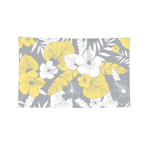 Light Yellow Grey Tropical Floral Four Hole Decorated Banner Flag for Garden Yard Home Decoration Indoor Outdoor 4x6 Ft