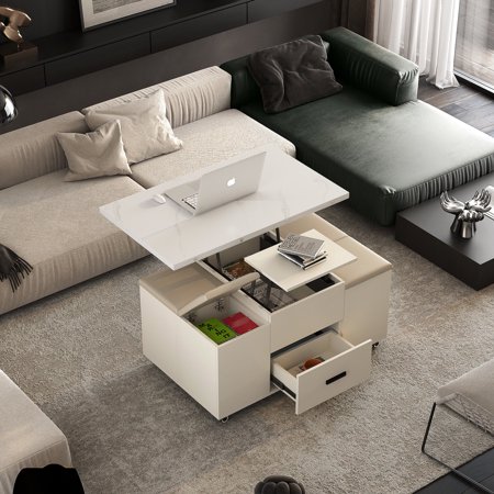 Light Yellow - Hydraulic Lift for Work - Living Area - Four Cushioned Seating