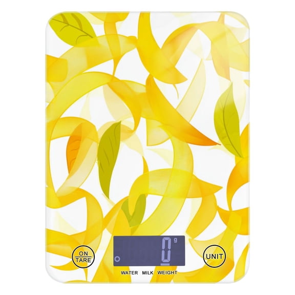 Light Yellow Leaves Food Scale Digital Kitchen Scale Waterproof Grams Ounces lbs for For Baking and Cooking