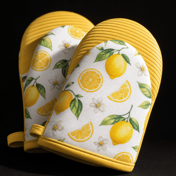 Light Yellow Mini Oven Mitts Heat Resistant Kitchen Gloves for Cooking & Baking