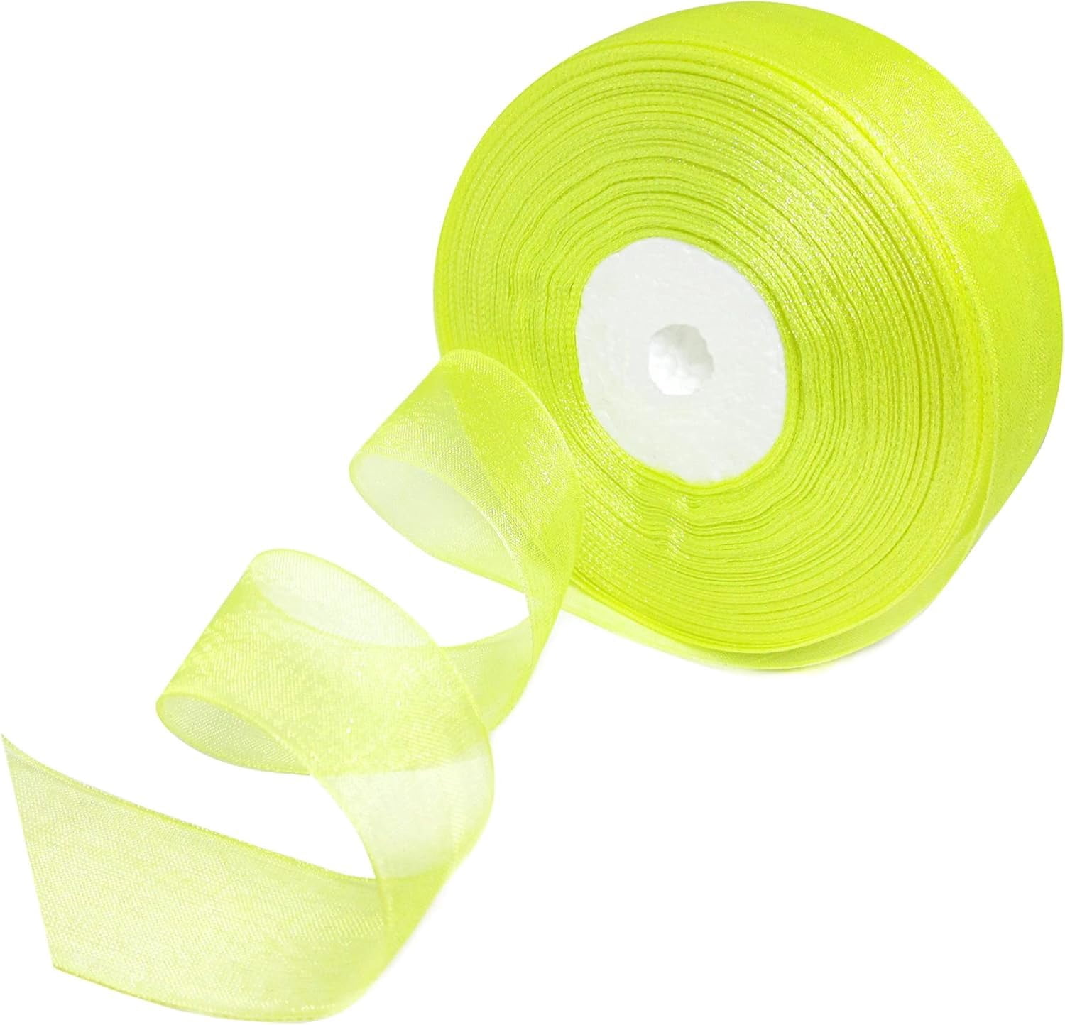 502 Ribbon Light Yellow Organza Ribbon 1 in x 50 Yards Shimmer Sheer Organza ...