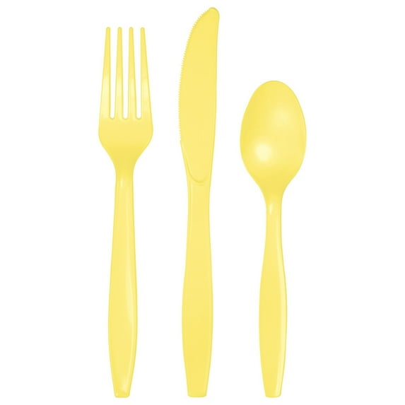 Light Yellow Plastic Assorted Cutlery 24 Count