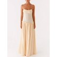 thumbnail image 1 of Light Yellow Spaghetti Strap Smocked Tiered Maxi Sundress Flowy Vacation Beach Dress, 1 of 6