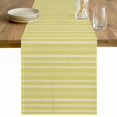 thumbnail image 1 of Light Yellow Striped Cotton Linen Rectangle Table Runners 13"x72", Farmhouse Stripes Modern Vintage Coffee Table Runner Dresser Scarves Luxury Table Runners for Wedding Party Banquet Dinner Decor, 1 of 8