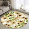 thumbnail image 1 of Light Yellow Sunflower Round Living Room Rugs 3.3 ft, Watercolor Flower Green Leaf Spring Country Washable Area Rug with Non-Slip Sturdy Edge Binding Round Front Door Mat Floor Carpet for Entryway, 1 of 9
