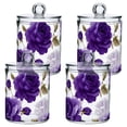 thumbnail image 1 of Light and Dark Purple Roses Green Leaves Translucent Plastic Cans Storage Canisters with Lid Set of 4, 1 of 7