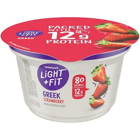 Light and Fit Strawberry Greek Nonfat Yogurt, 5.3 Ounce -- 12 per Case.