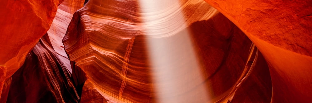 Light beam in Upper Antelope Canyon Page Arizona USA Canvas Art - Panoramic Images (12 x 36)