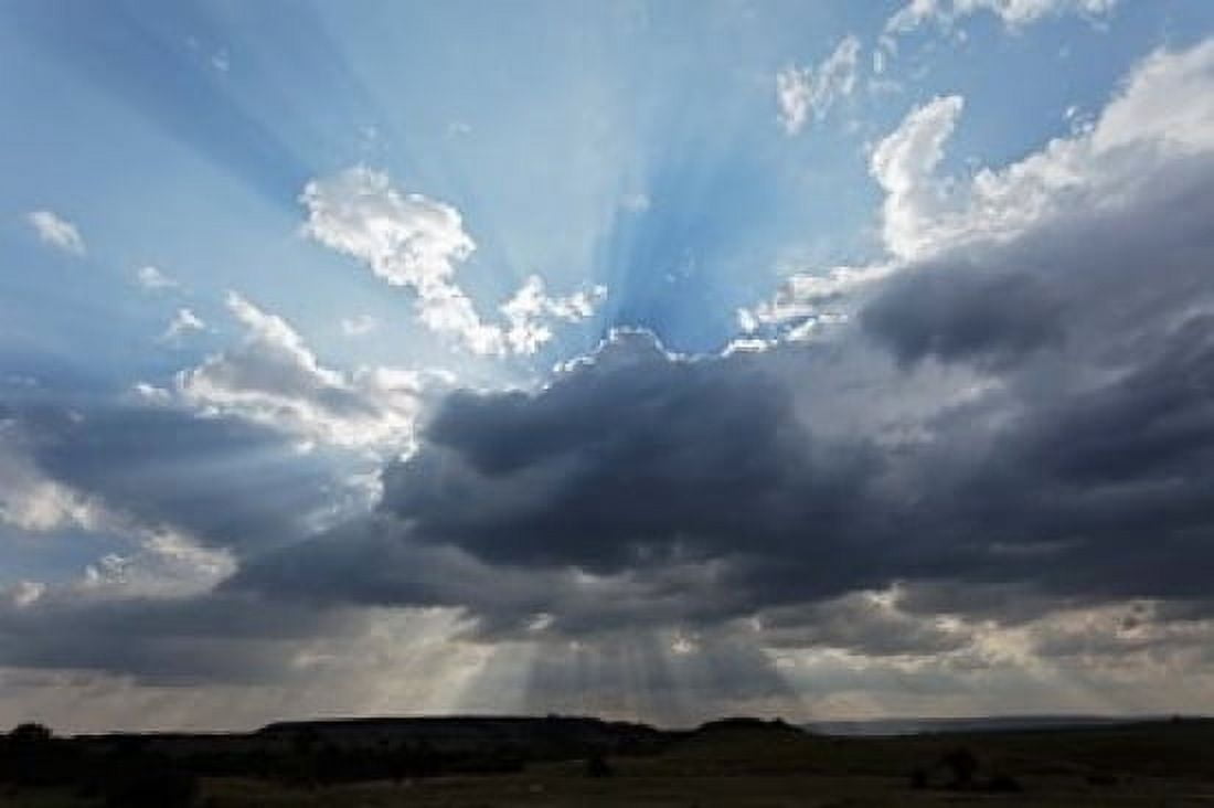 Light beams through clouds Maasai Mara Kenya Canvas Art - Adam Jones DanitaDelimont (24 x 15)