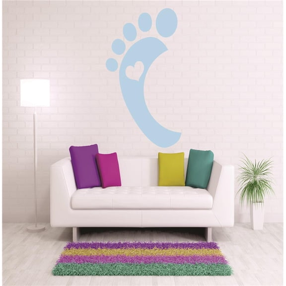 Custom Wall Decal Light blue Newborn Baby Footprint Heart Sticker Vinyl Wall 16x32"