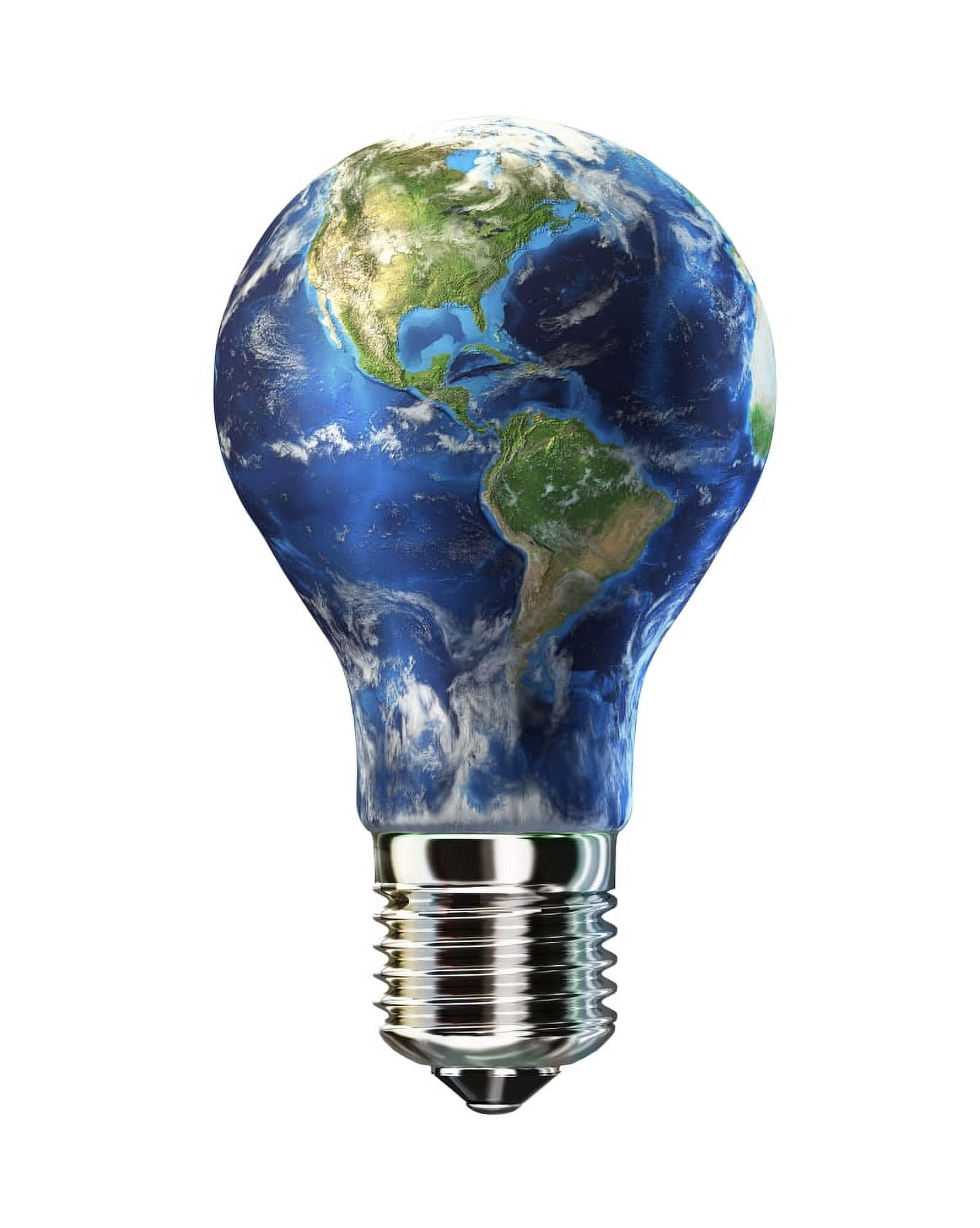 Light bulb with planet Earth inside glass Americas view Canvas Art - Leonello CalvettiStocktrek Images (13 x 16)