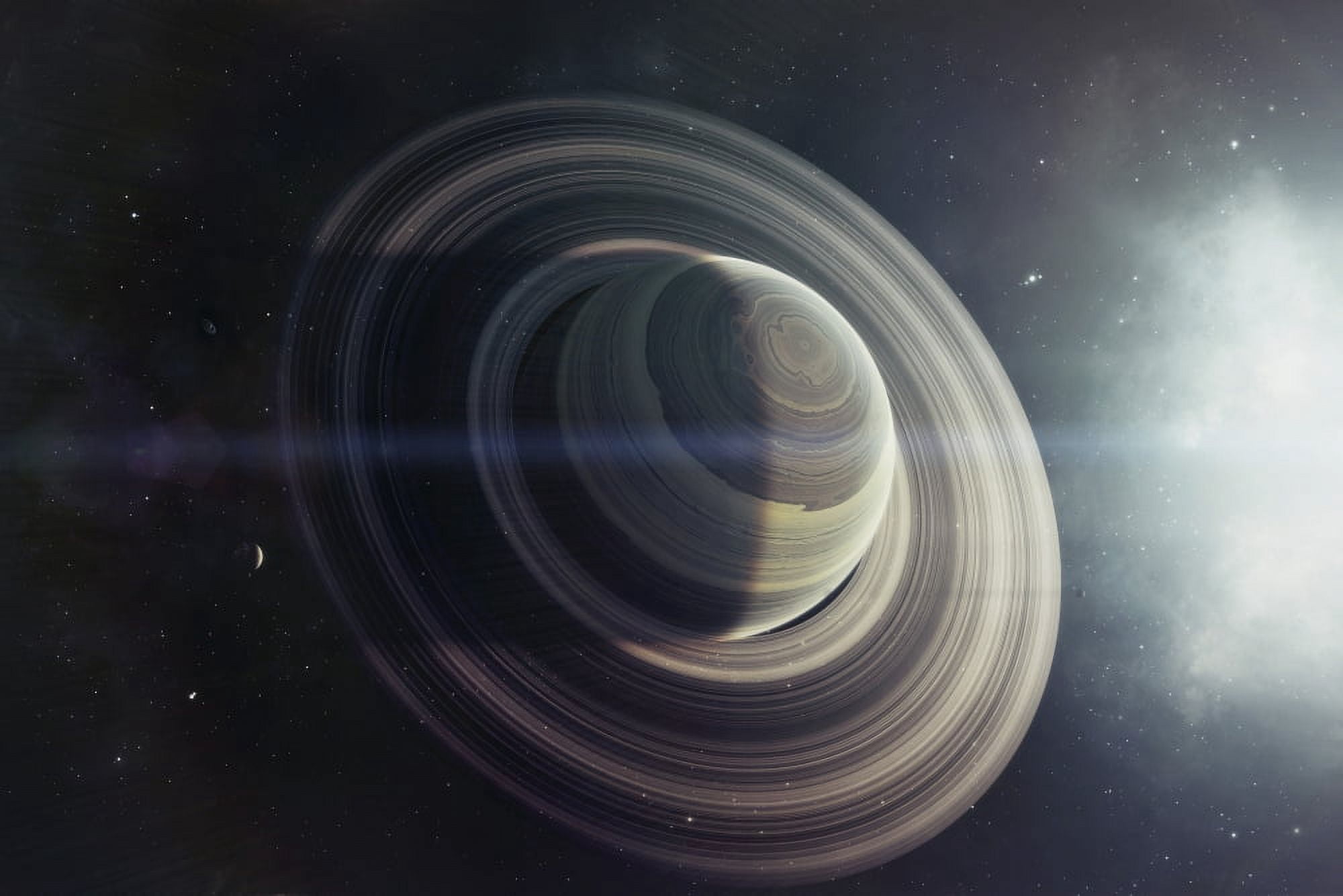 Light from a nearby star illuminates a massive ringed gas giant Canvas Art - Tomasz DabrowskiStocktrek Images (34 x 23)