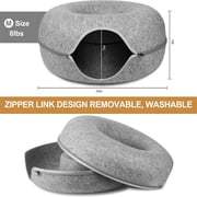 Light gray 20-inch doughnut-shaped cat cave, self-heating cat bed, tunnel and cat scratching board, suitable for multiple cats and large cats, indoor cats, washable and detachable small dog bed