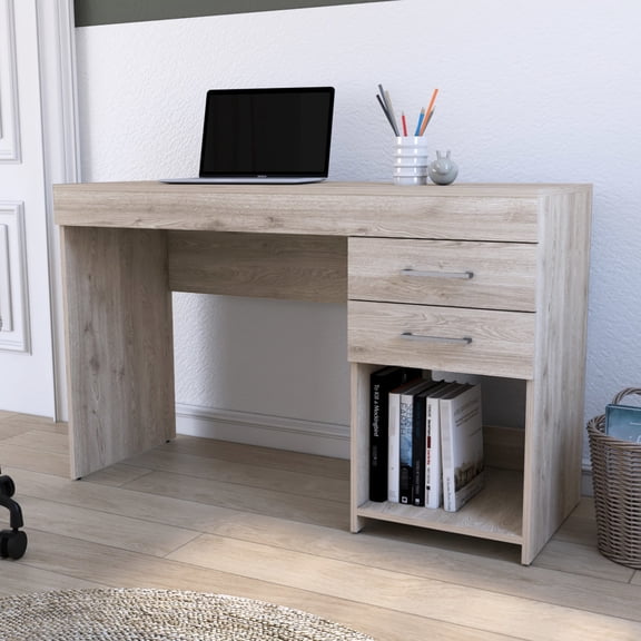 Light gray finish, two spacious drawers / Ideal for home office computer setup