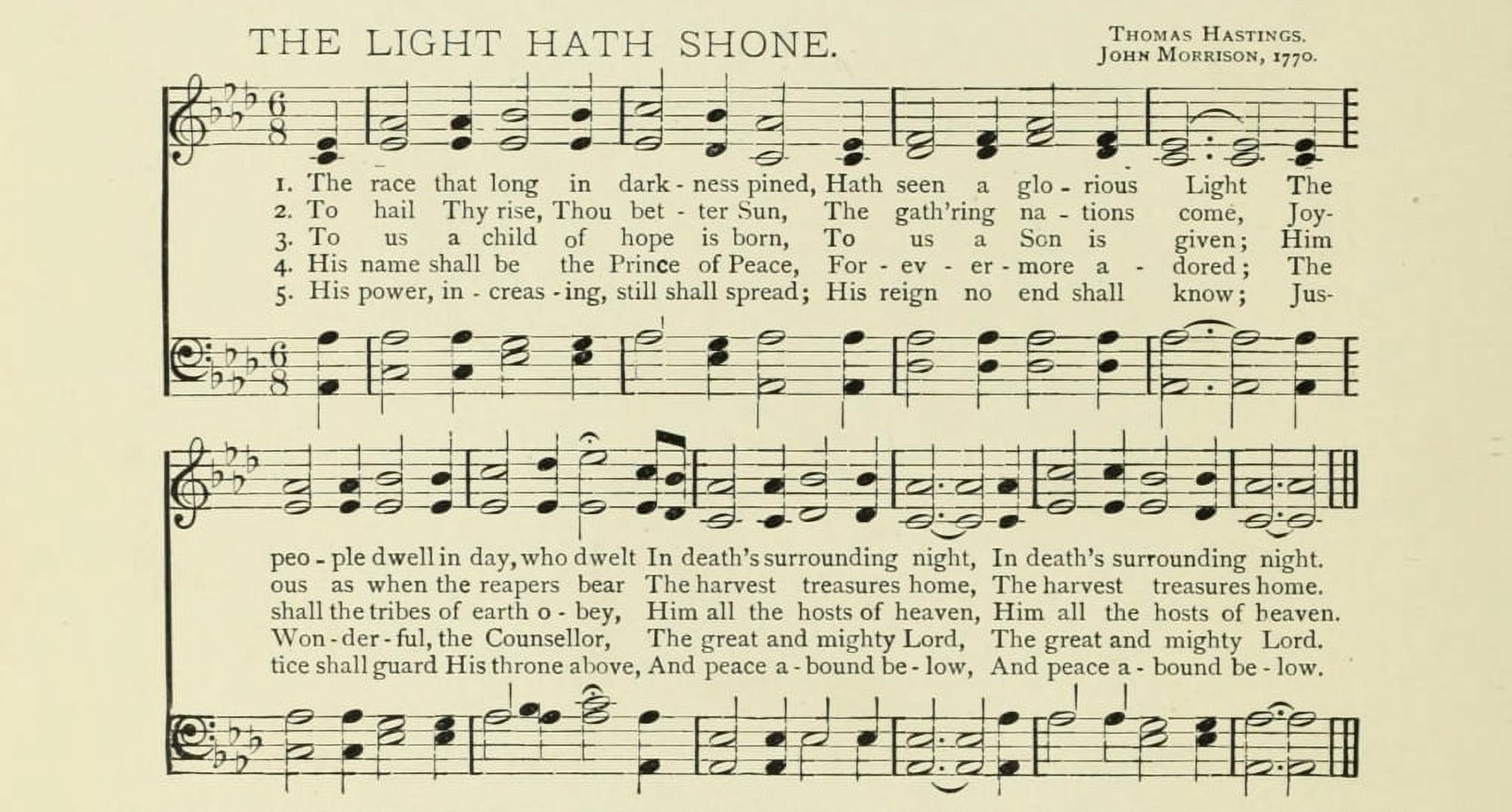 Light hath Shone Christmas in Song 1891 Canvas Art -  (18 x 24)