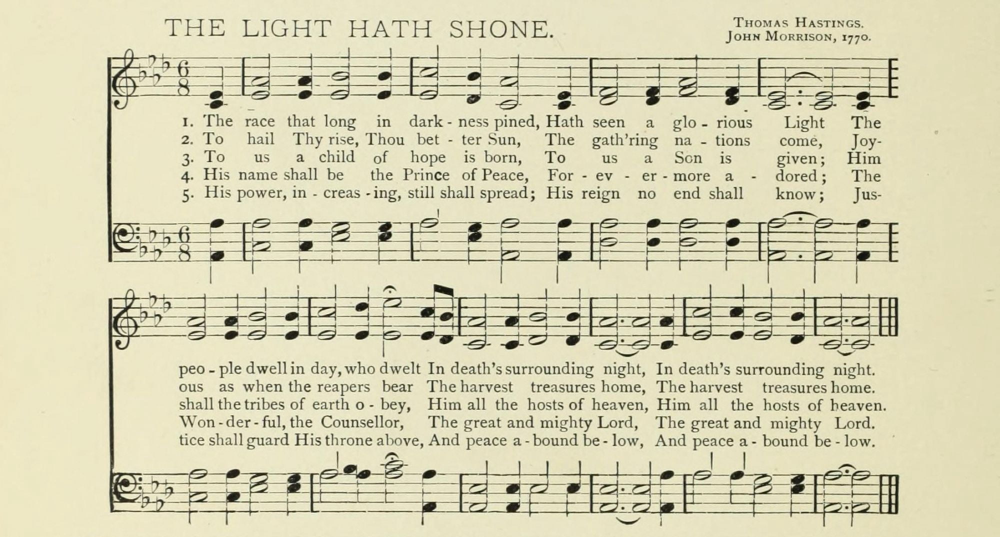 Light hath Shone Christmas in Song 1891 Canvas Art - (24 x 36)
