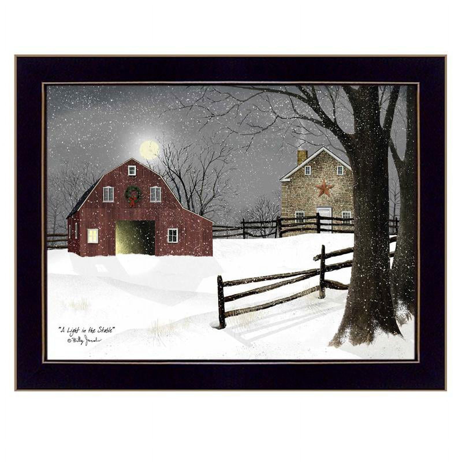 Vintage Black Framed Winter Landscape Canvas Print, 26" x 20"