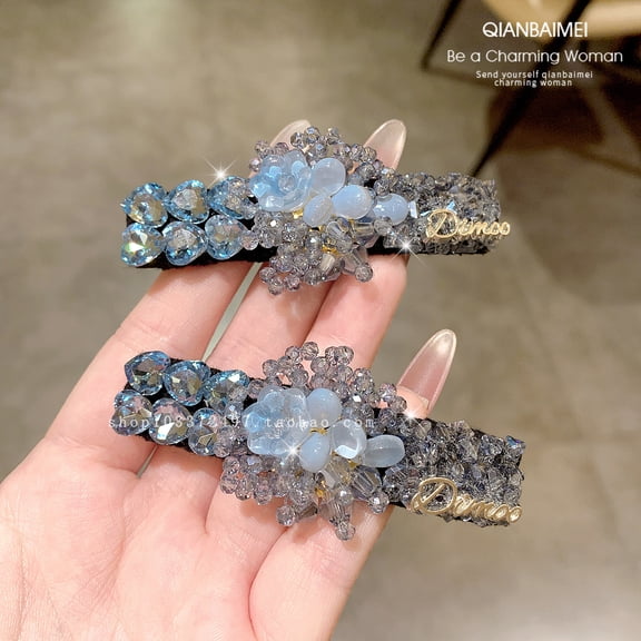 Light luxury full diamond hair clip for women, adult high-end feeling, fashionable clip, delicate crystal bead clip, side clip