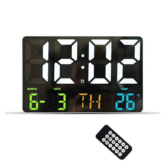 Light luxury plug in clock, large screen, silent, simple living room, dimming, remote control, home textile, home decoration, desk clock, alarm clock