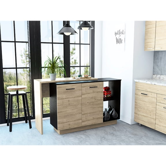 Light oak details, two open shelves | For quick access to kitchen items | Simplify daily kitchen operations