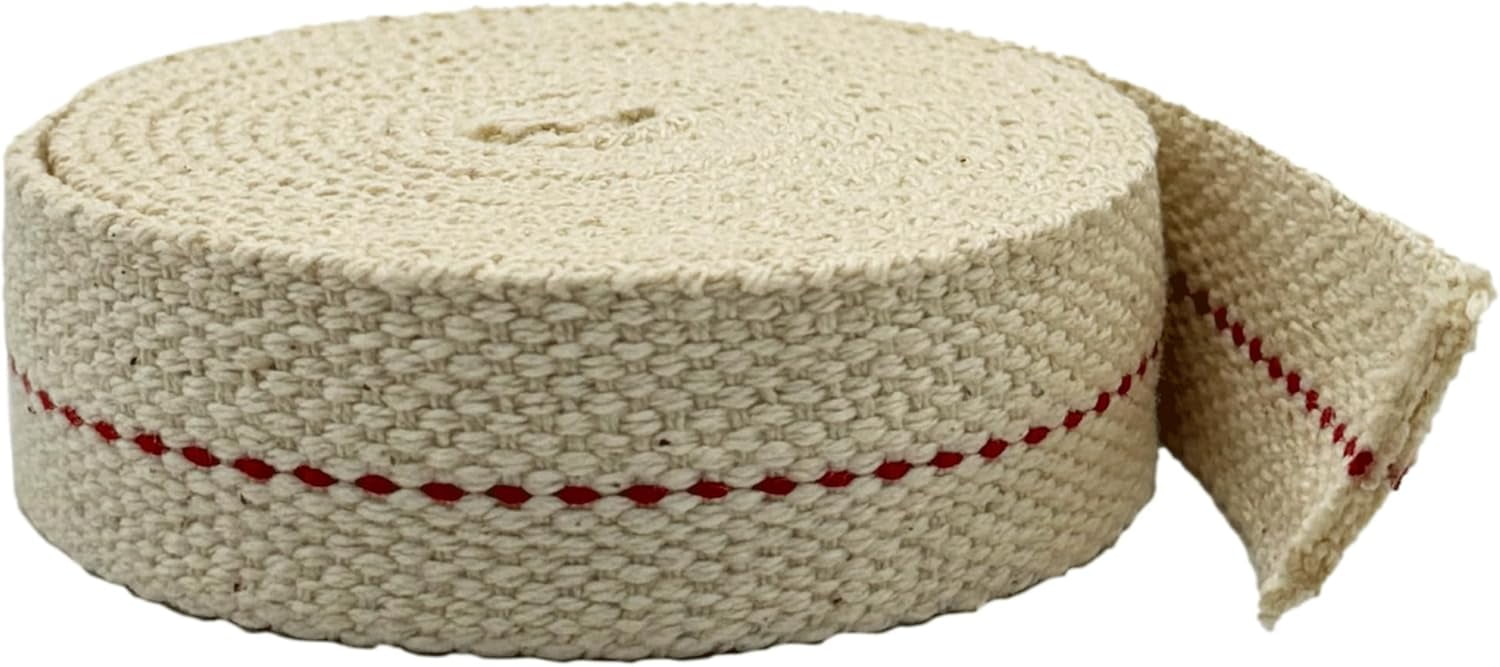 Light of Mine - 7/8" Inch 6' Foot, 100% Cotton Flat Wick for Paraffin Oil, Kerosene Based Lanterns, and Oil Lamps with Genuine Red Stitch (7/8" Roll)