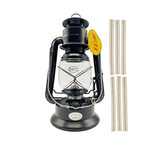 Light of Mine - Dietz #30 Little Wizard Black Oil Lantern Bundle Including 6-Pack of 100% Cotton 5/8" Replacement Wick Strips (#30, BLK)