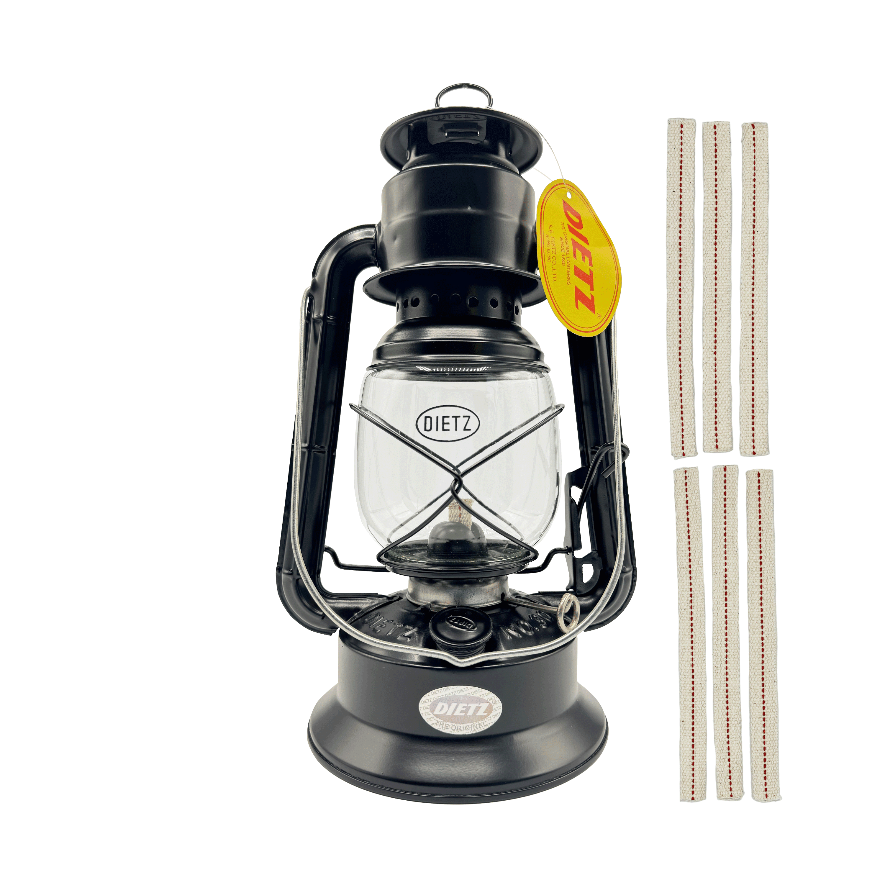 Light of Mine - Dietz #30 Little Wizard Black Oil Lantern Bundle Including 6-Pack of 100% Cotton 5/8" Replacement Wick Strips (#30, BLK)