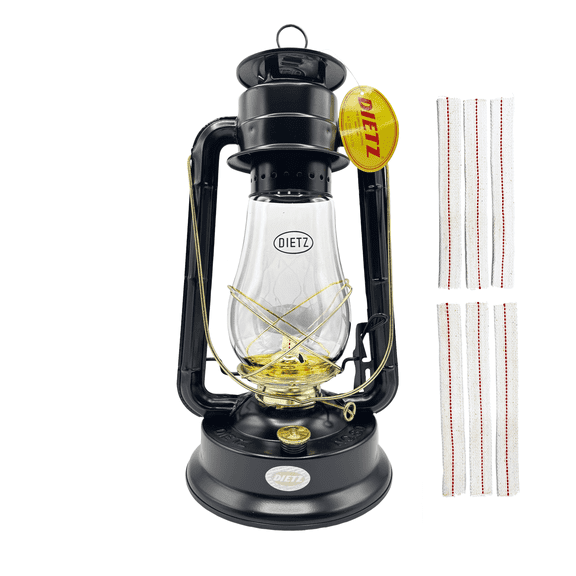 Light Of Mine: Dietz #80 Blizzard Black with Gold Trim Oil Lantern with 7/8" Replacement Wick Strips (Black with Gold Trim)