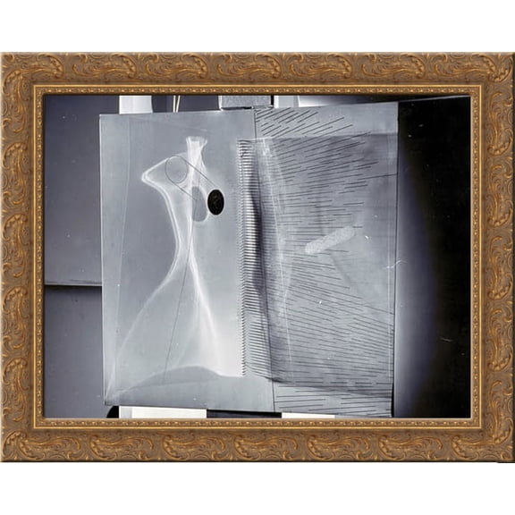 Light painting on hinged celluloid (position 1) 24x20 Gold Ornate Wood Framed Canvas Art by Moholy Nagy, Laszlo