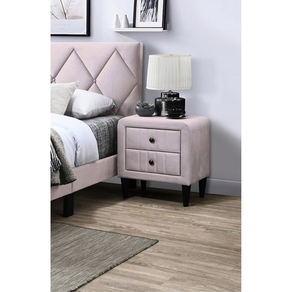 Light pink glam nightstand / Bedroom storage / Add a touch of elegance