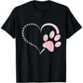 thumbnail image 1 of Light pink watercolor Dog paw print heart paws dog lovers T-Shirt, 1 of 4
