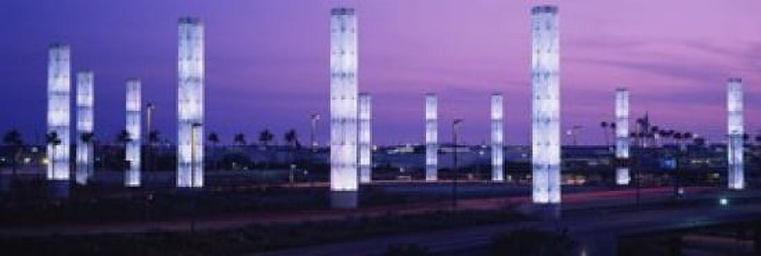 Light sculptures lit up at night LAX Airport Los Angeles California USA Canvas Art - Panoramic Images (18 x 6)