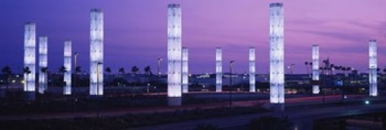 Light sculptures lit up at night LAX Airport Los Angeles California USA Canvas Art - Panoramic Images (36 x 12)