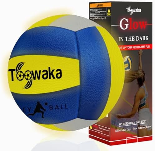 GlowCity LED Light Up Volleyball - Size 5 Glow In Dark Ball With Pump & Batteries, Water-Resistant For Night Play