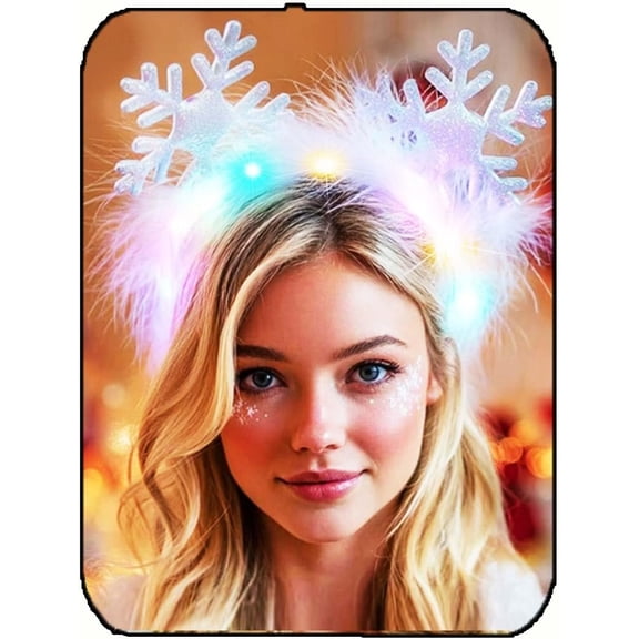 Light up Christmas Headband LED Snowflake Headpiece Glowing Xmas Holiday Costume Hair Accessories for Women