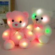 Light up Colorful LED Teddy Bear Stuffed Animal Soft Plush Toy Glow in The Night Birthday Valentines Day Gift for Kids, 8"