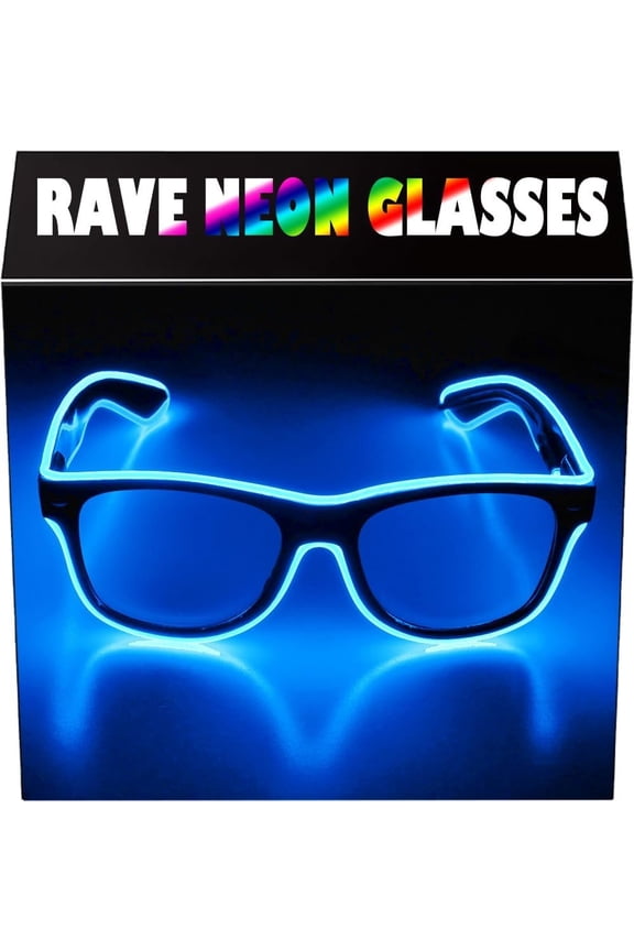 Light up EL Wire Neon Rave Glasses Glow LED Sunglasses Costumes For Party, EDM, Halloween, Wired with Power
